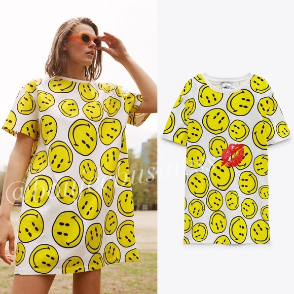 ZARA Smiley Happy Face Dress - Picture 1 of 4